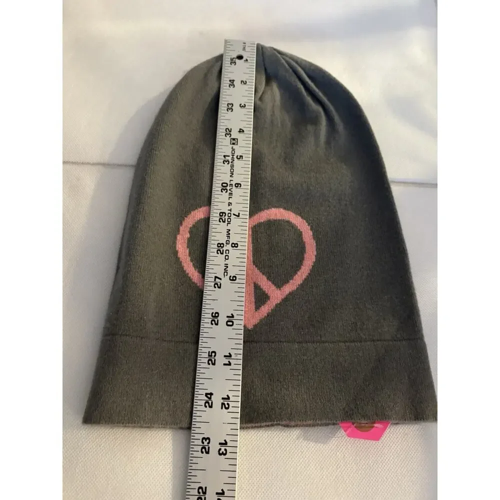 Autumn Cashmere Peace Sign In Pink Heart Knitted Hat Cap Women